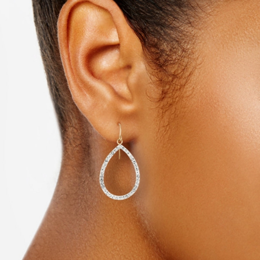 Open tear drop earrings, 14kt YG over Sterling Silver,  NEW